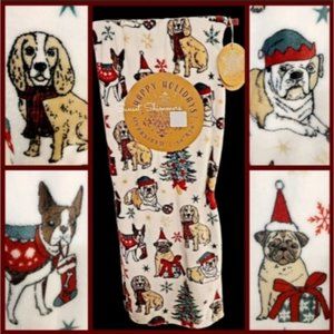 Pug beagle english bulldog frenchie christmas holiday snowflake throw blanket